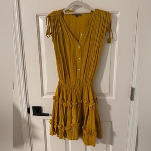 LA Confection Mustard Midi Dress with Button Detail
